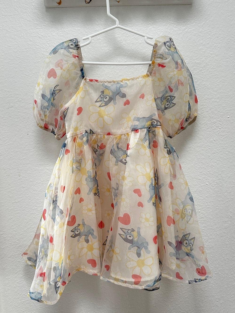 BLUEY Puff Sleeve Girls Dress with Bluey Print | 7